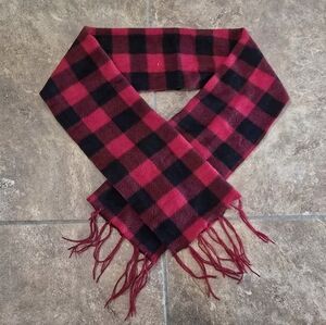 Red Black Checkerboard Fringe Scarf